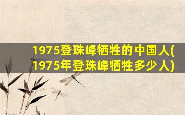 1975登珠峰牺牲的中国人(1975年登珠峰牺牲多少人)