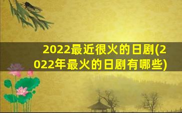 2022最近很火的日剧(2022年最火的日剧有哪些)