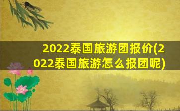 2022泰国旅游团报价(2022泰国旅游怎么报团呢)