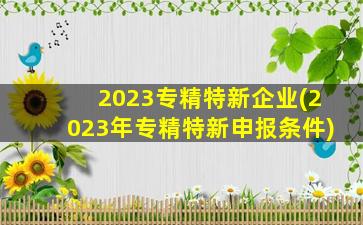 2023专精特新企业(2023年专精特新申报条件)