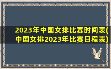 2023年中国女排比赛时间表(中国女排2023年比赛日程表)