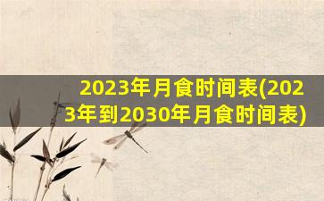 2023年月食时间表(2023年到2030年月食时间表)