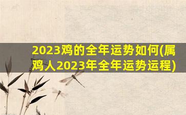 2023鸡的全年运势如何(属鸡人2023年全年运势运程)