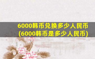 6000韩币兑换多少人民币(6000韩币是多少人民币)