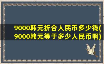 9000韩元折合人民币多少钱(9000韩元等于多少人民币啊)
