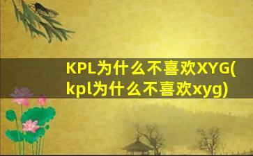 KPL为什么不喜欢XYG(kpl为什么不喜欢xyg)