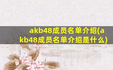 akb48成员名单介绍(akb48成员名单介绍是什么)