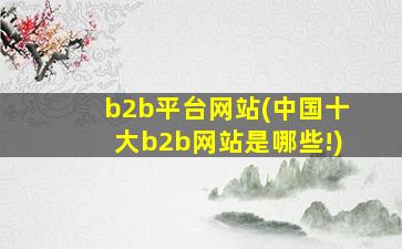 b2b平台网站(中国十大b2b网站是哪些!)