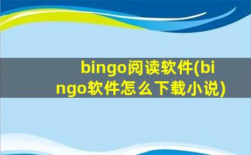 bingo阅读软件(bingo软件怎么下载小说)