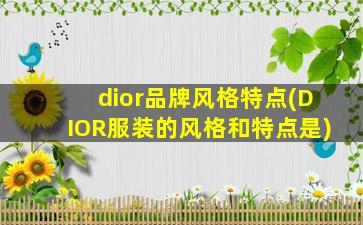 dior品牌风格特点(DIOR服装的风格和特点是)