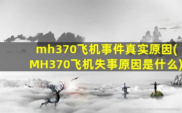 mh370飞机事件真实原因(MH370飞机失事原因是什么)