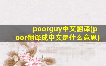 poorguy中文翻译(poor翻译成中文是什么意思)