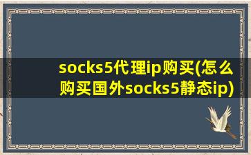 socks5代理ip购买(怎么购买国外socks5静态ip)