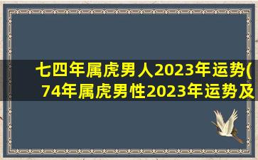 七四年属虎男人2023年运势(74年属虎男性2023年运势及运程)