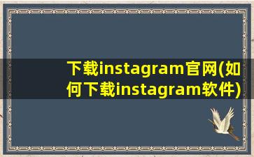 下载instagram官网(如何下载instagram软件)