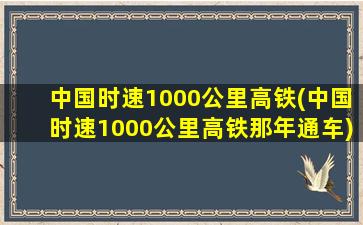 中国时速1000公里高铁(中国时速1000公里高铁那年通车)