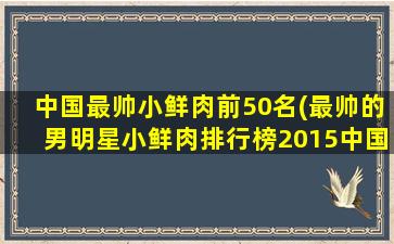 中国最帅小鲜肉前50名(最帅的男明星小鲜肉排行榜2015中国第一名)